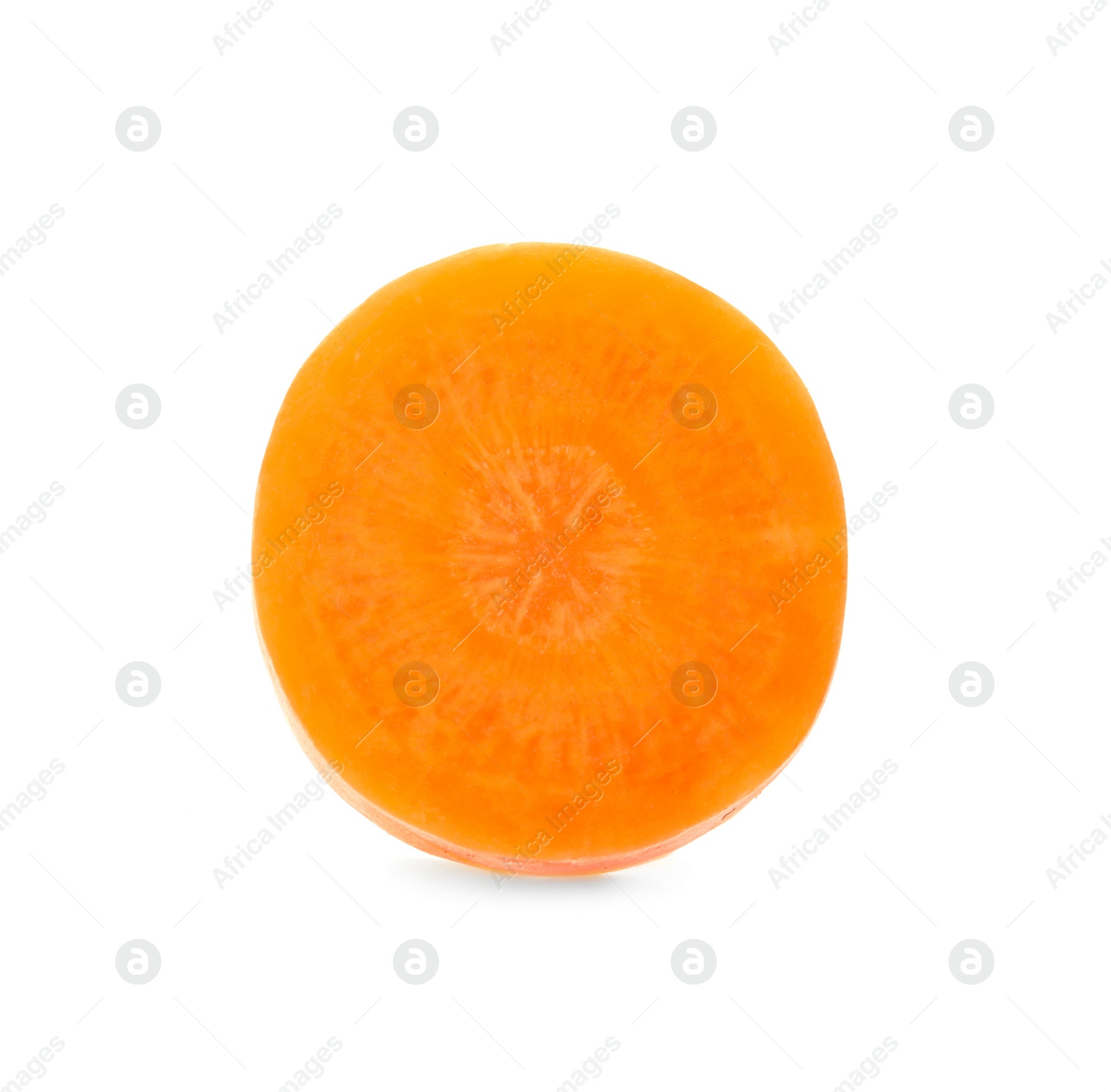 Photo of Slice of ripe carrot on white background