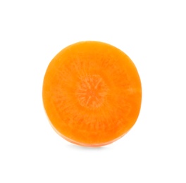 Photo of Slice of ripe carrot on white background