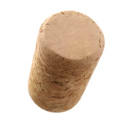 Photo of One wine cork isolated on white. Bottle cap