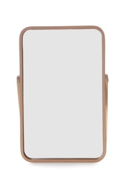 Photo of Small mirror on white background