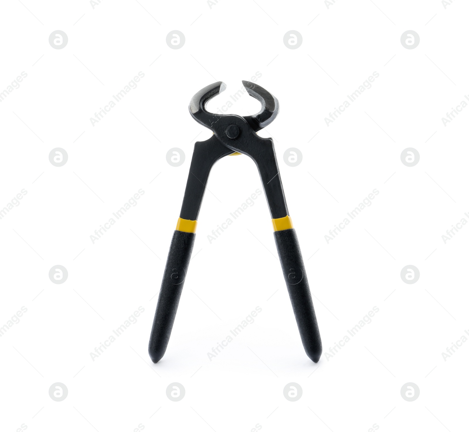 Photo of Modern pincers isolated on white. Carpenter's tool