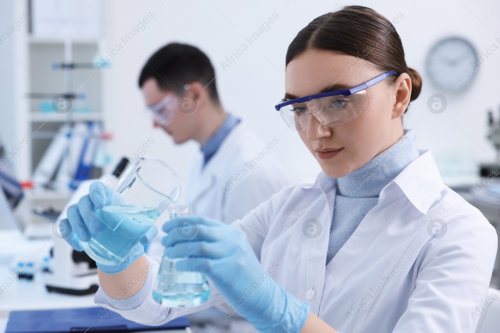 Photo of Scientists working with samples in laboratory. Medical research