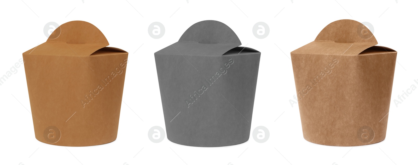 Image of Set of paper boxes on white background. Banner design