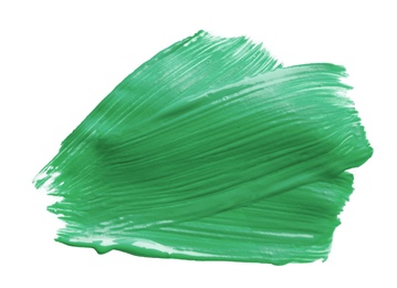 Abstract brushstroke of green paint isolated on white