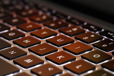 Closeup view of modern keyboard as background