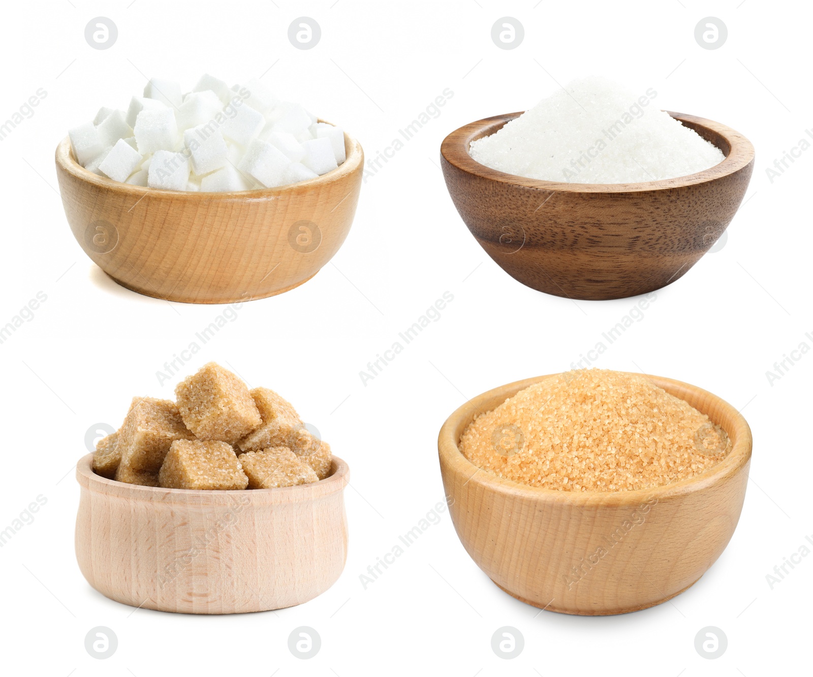 Image of Different types of sugar isolated on white, set