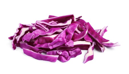 Shredded fresh red cabbage isolated on white