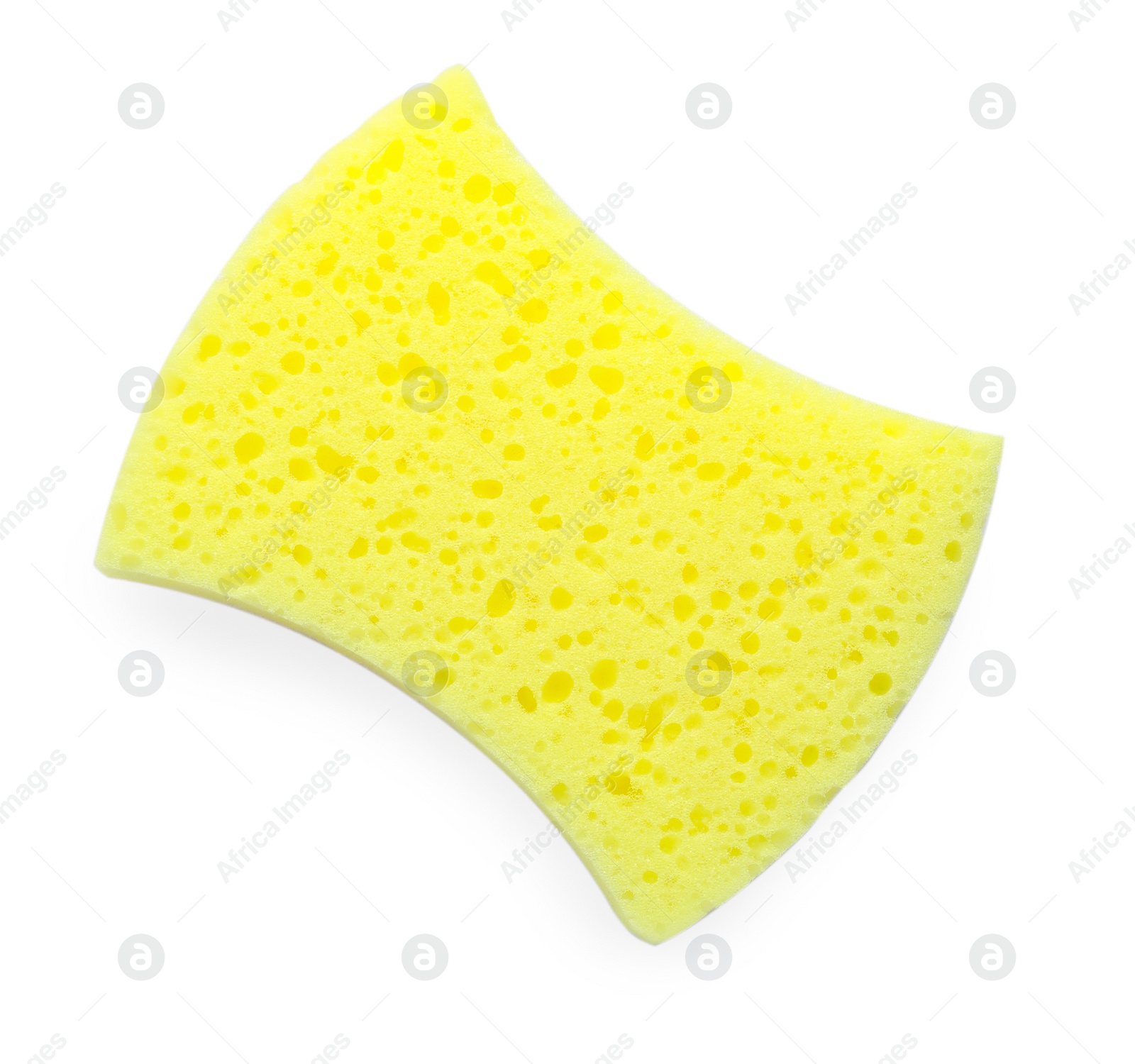 Photo of One yellow sponge isolated on white, top view