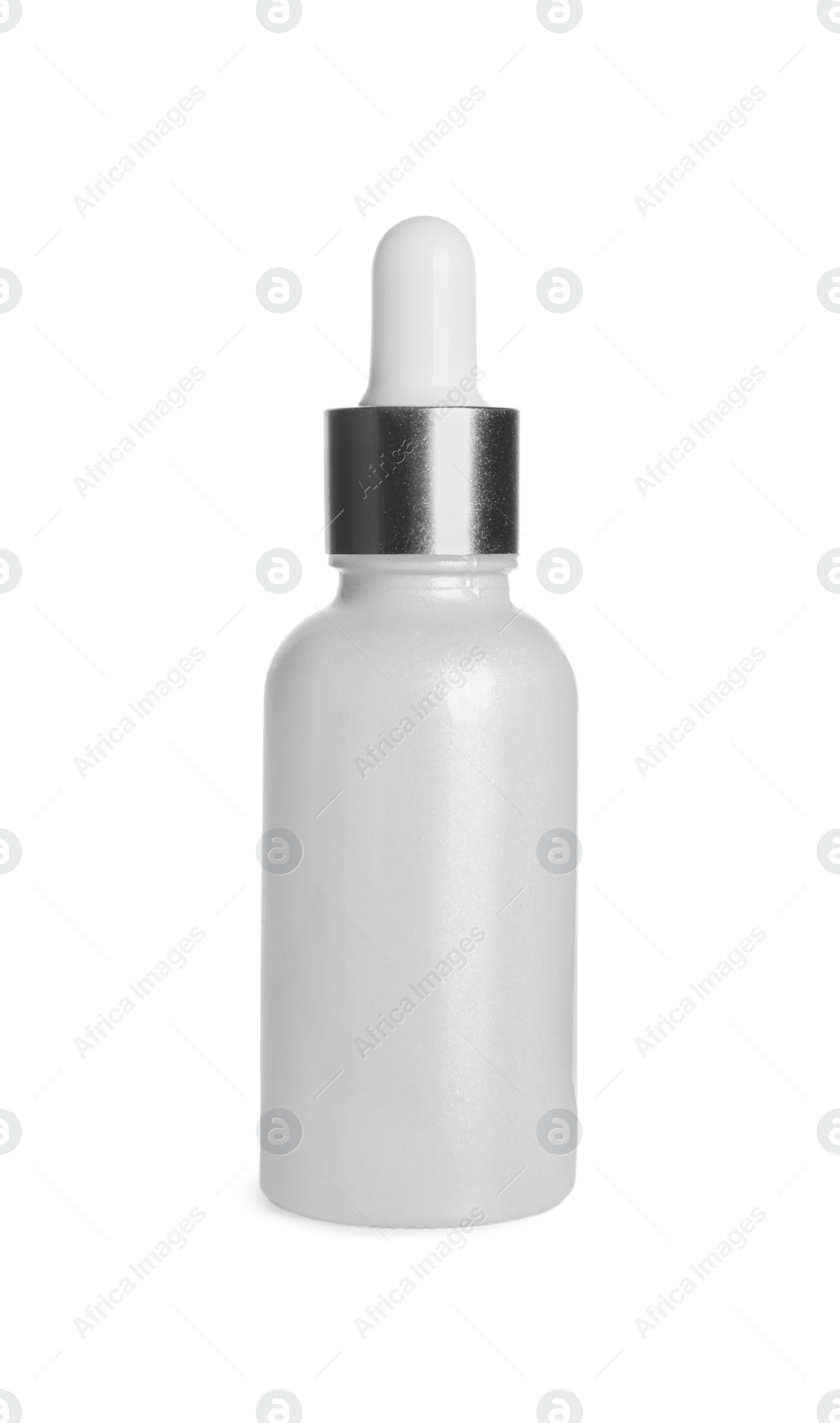 Photo of One bottle of cosmetic serum isolated on white