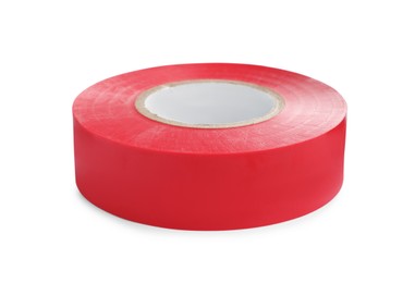 Red insulating tape isolated on white. Electrician's supply