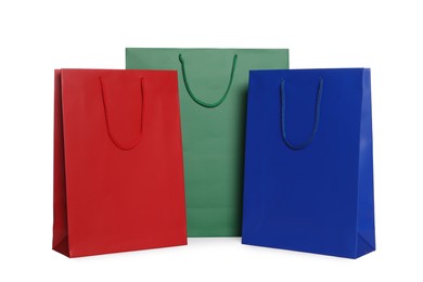 Colorful paper shopping bags isolated on white