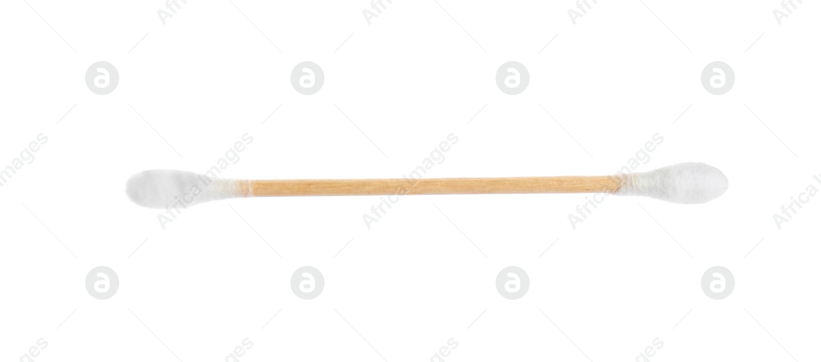 Photo of New clean cotton swab on white background