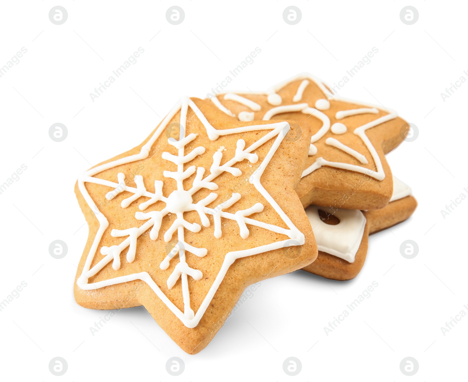 Photo of Tasty homemade Christmas cookies on white background