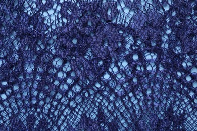 Photo of Beautiful blue lace as background, top view