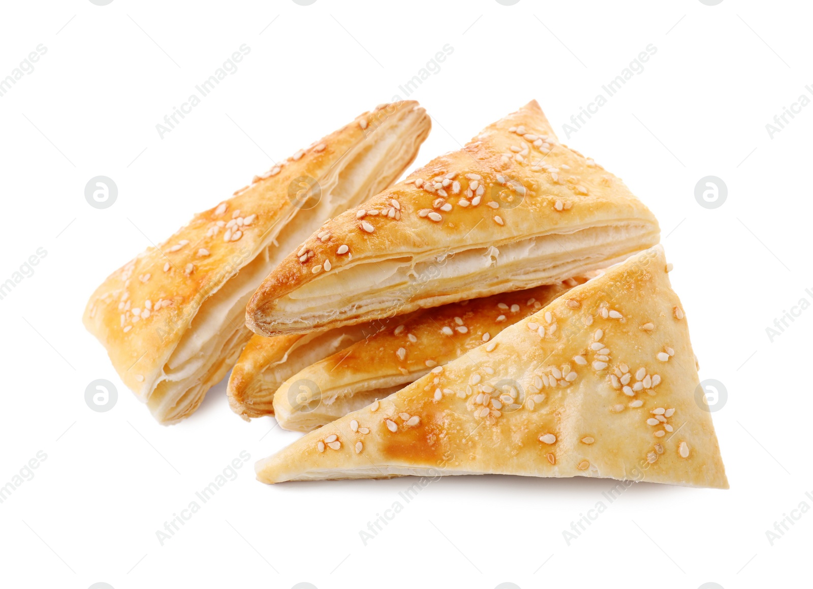 Photo of Delicious fresh puff pastries isolated on white