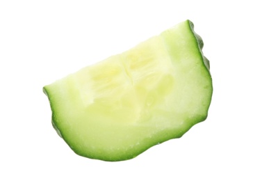 Slice of fresh cucumber on white background