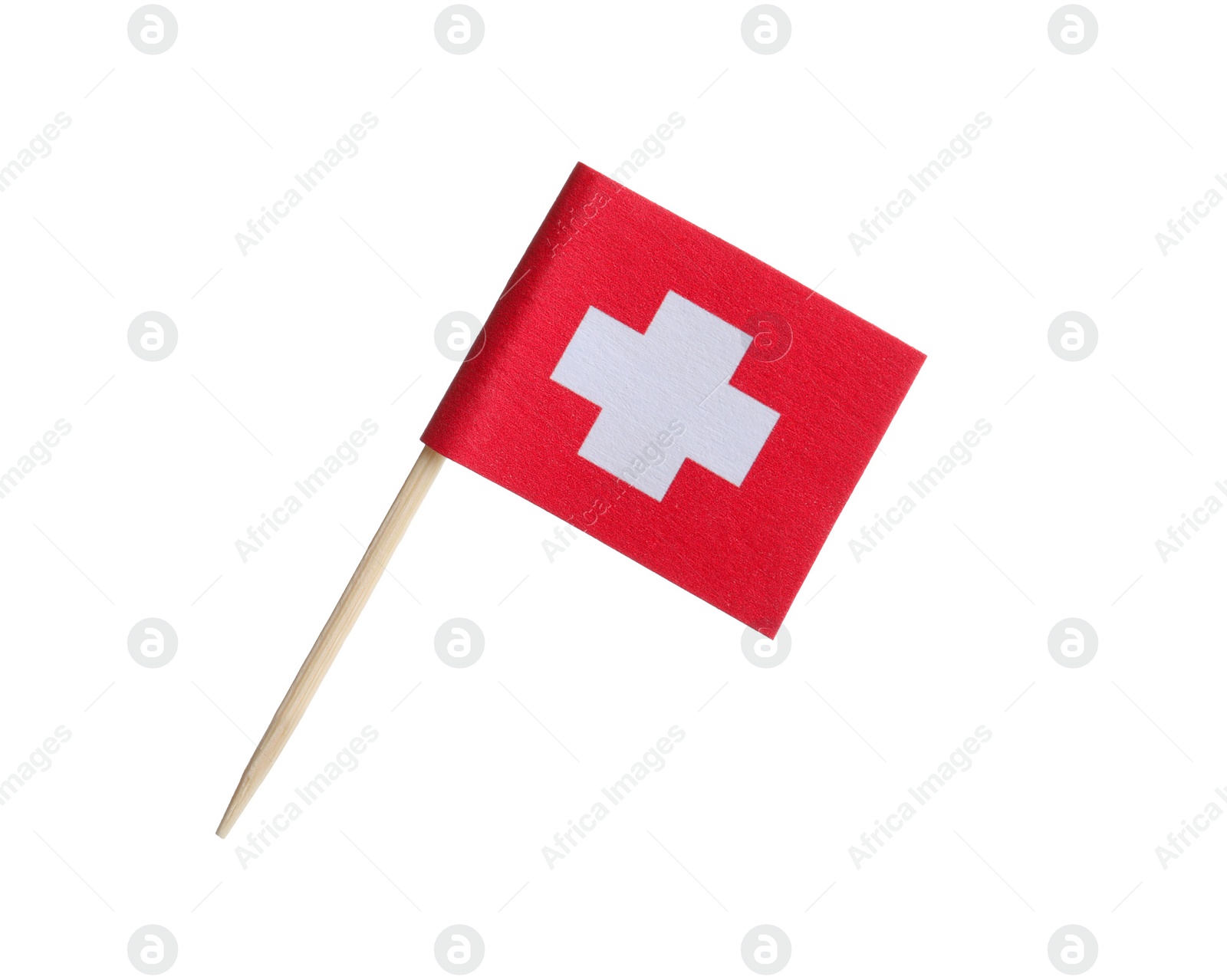 Photo of Small paper flag of Switzerland isolated on white