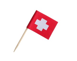 Small paper flag of Switzerland isolated on white