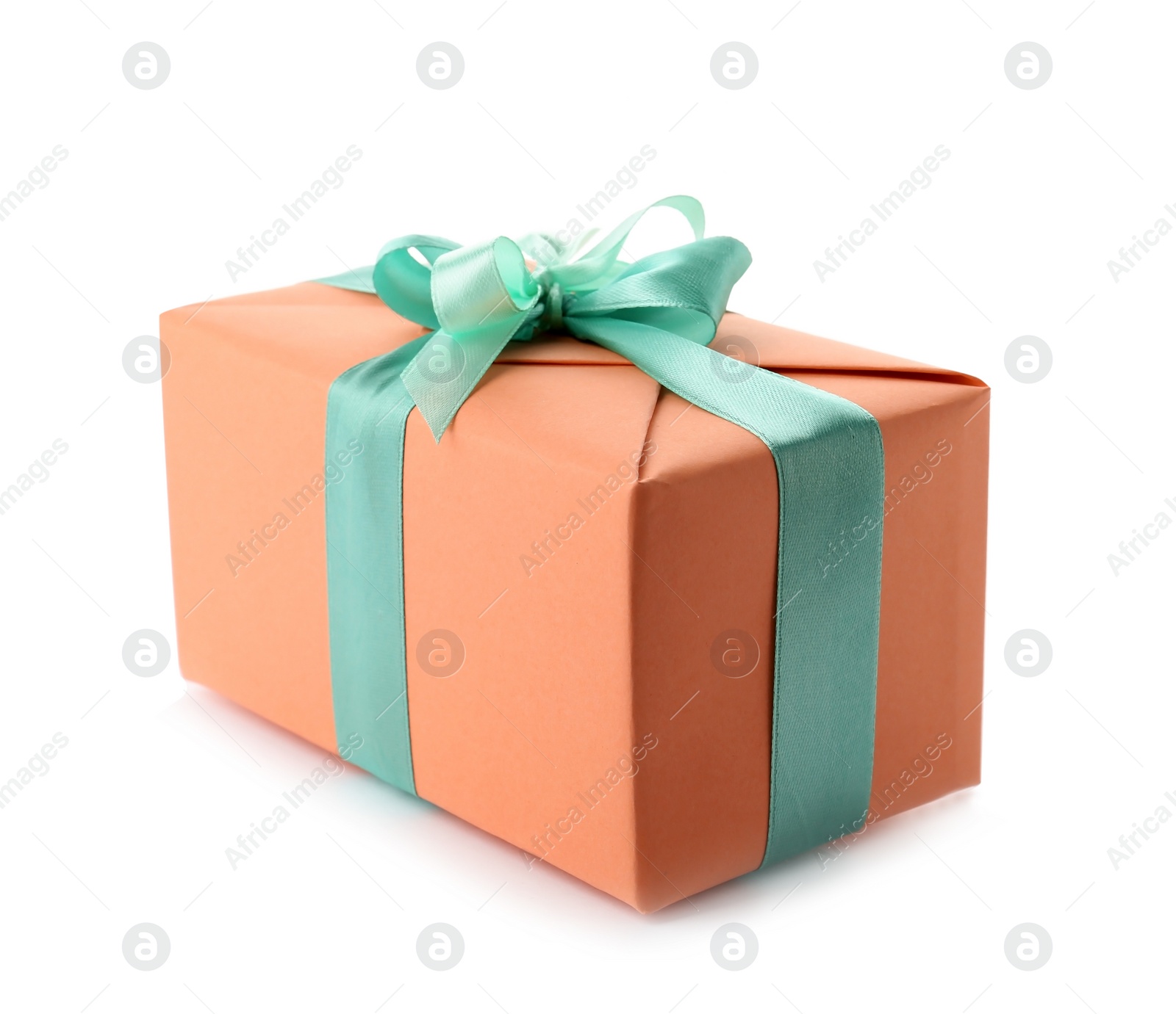 Photo of Beautiful gift box with ribbon on white background