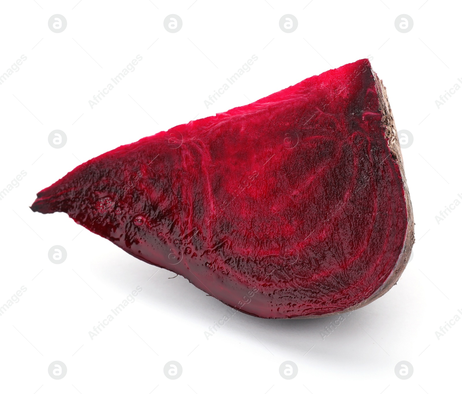 Photo of Cut beet on white background. Taproot vegetable