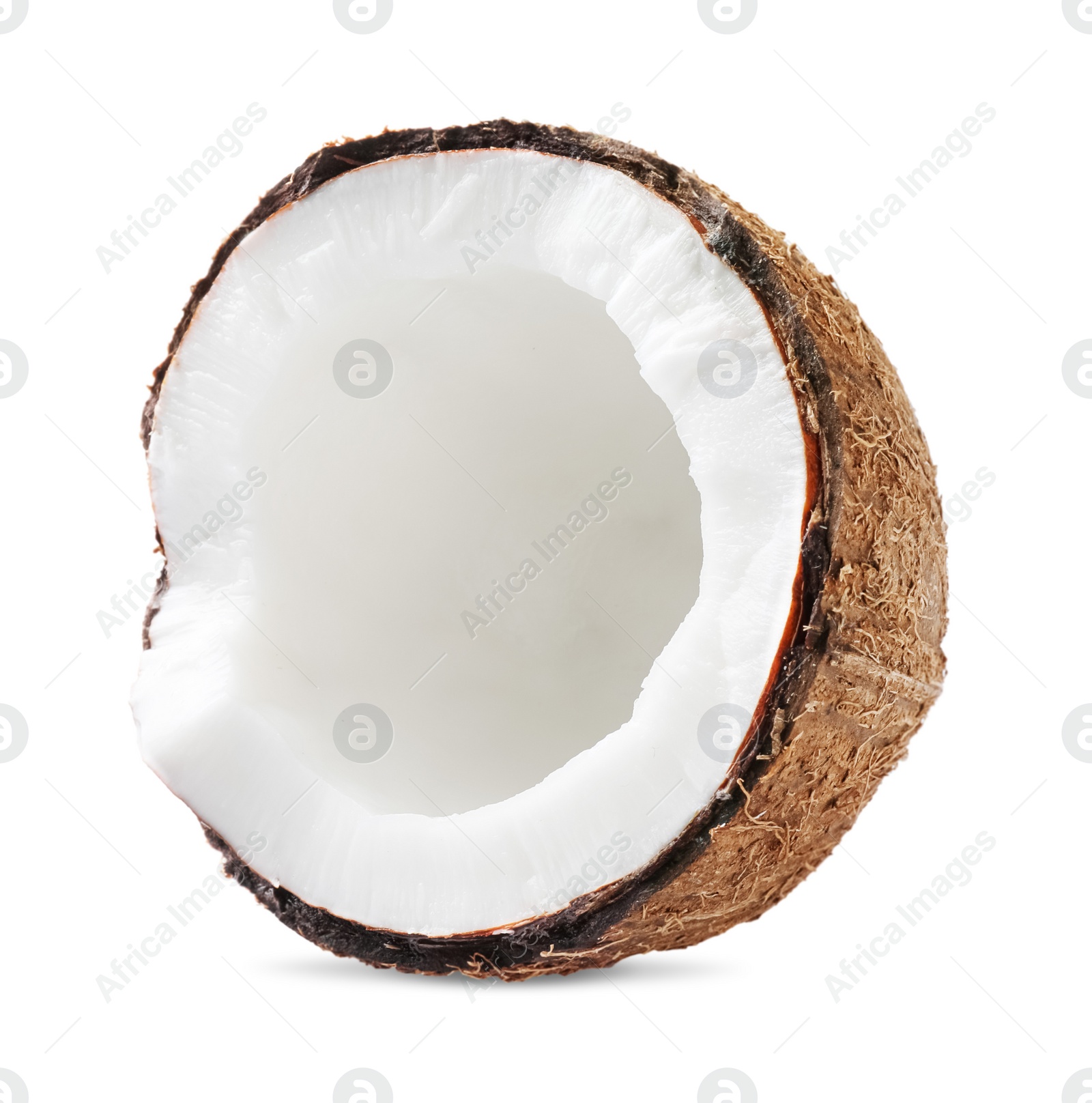 Photo of Half of ripe coconut isolated on white