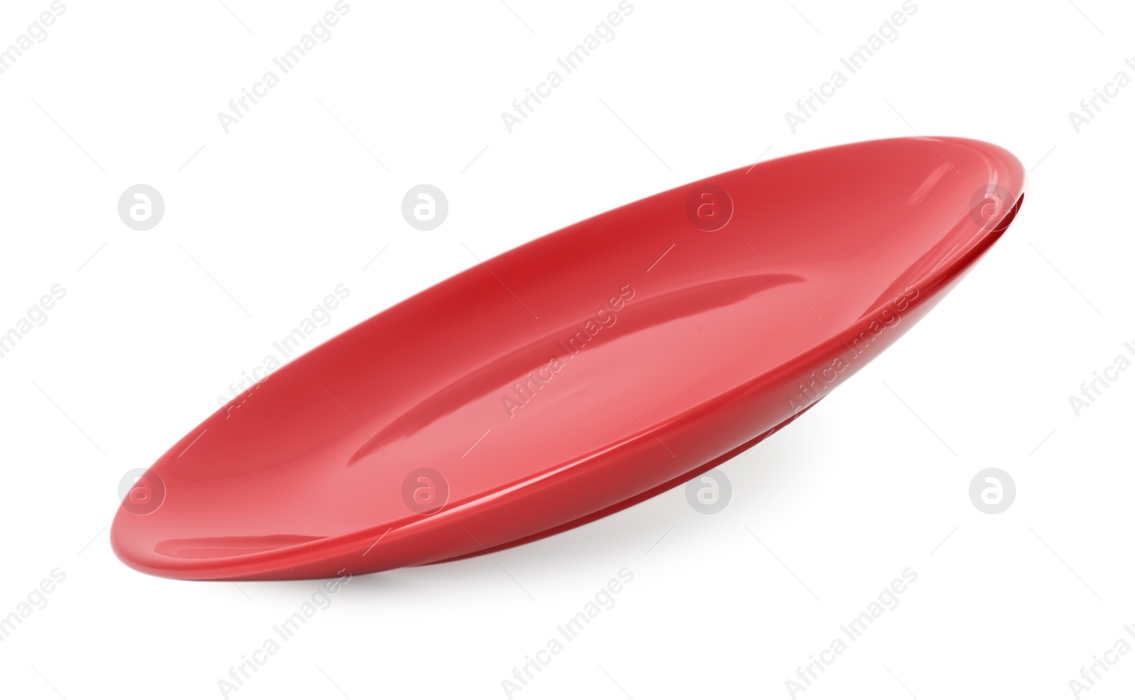 Photo of One beautiful red plate isolated on white