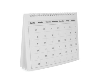 Paper calendar isolated on white. Planning concept