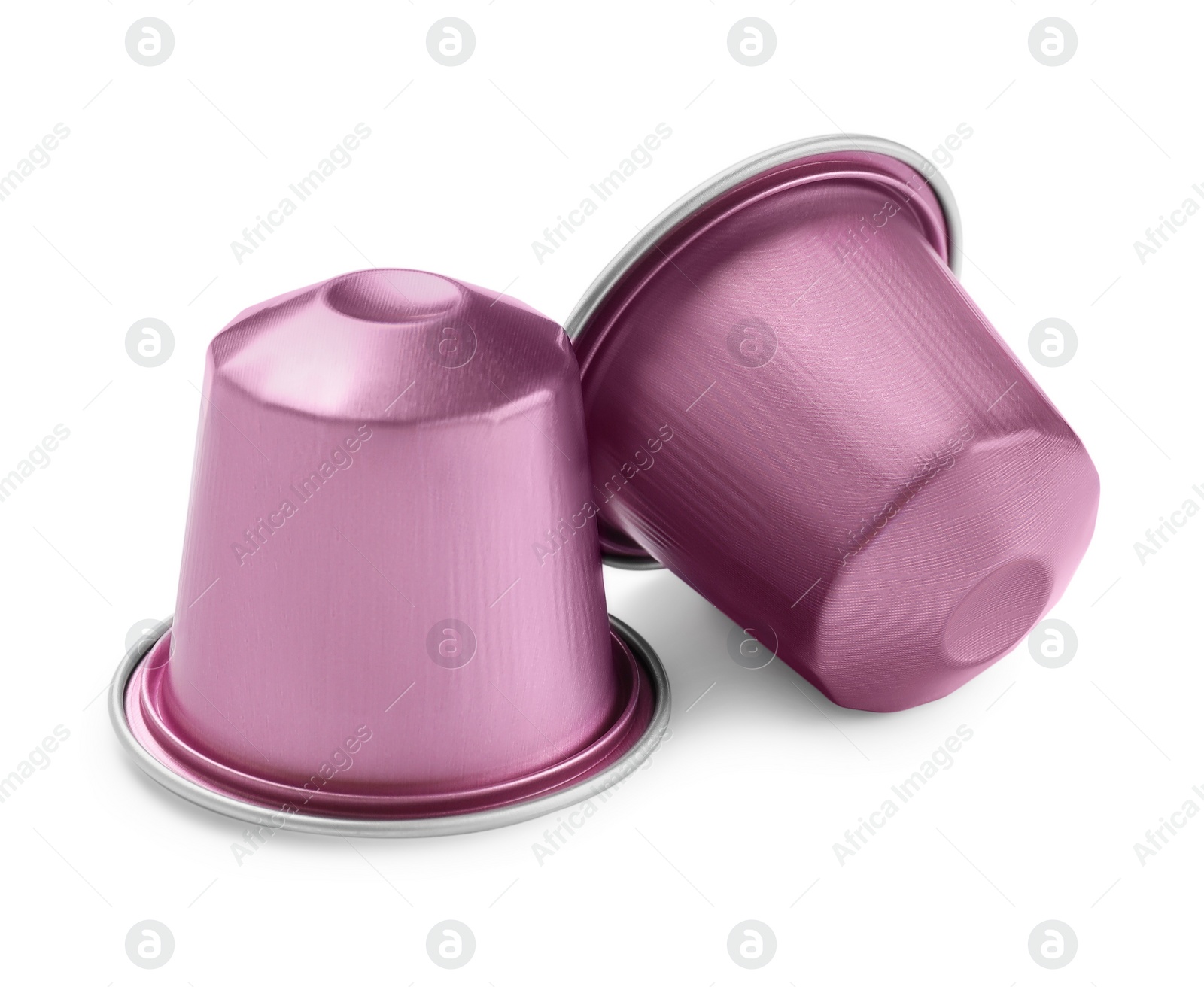 Photo of Two plastic coffee capsules isolated on white