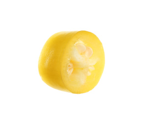 Piece of yellow hot chili pepper isolated on white