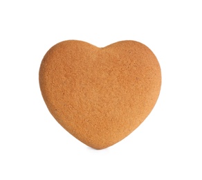 Photo of Tasty heart shaped gingerbread cookie isolated on white