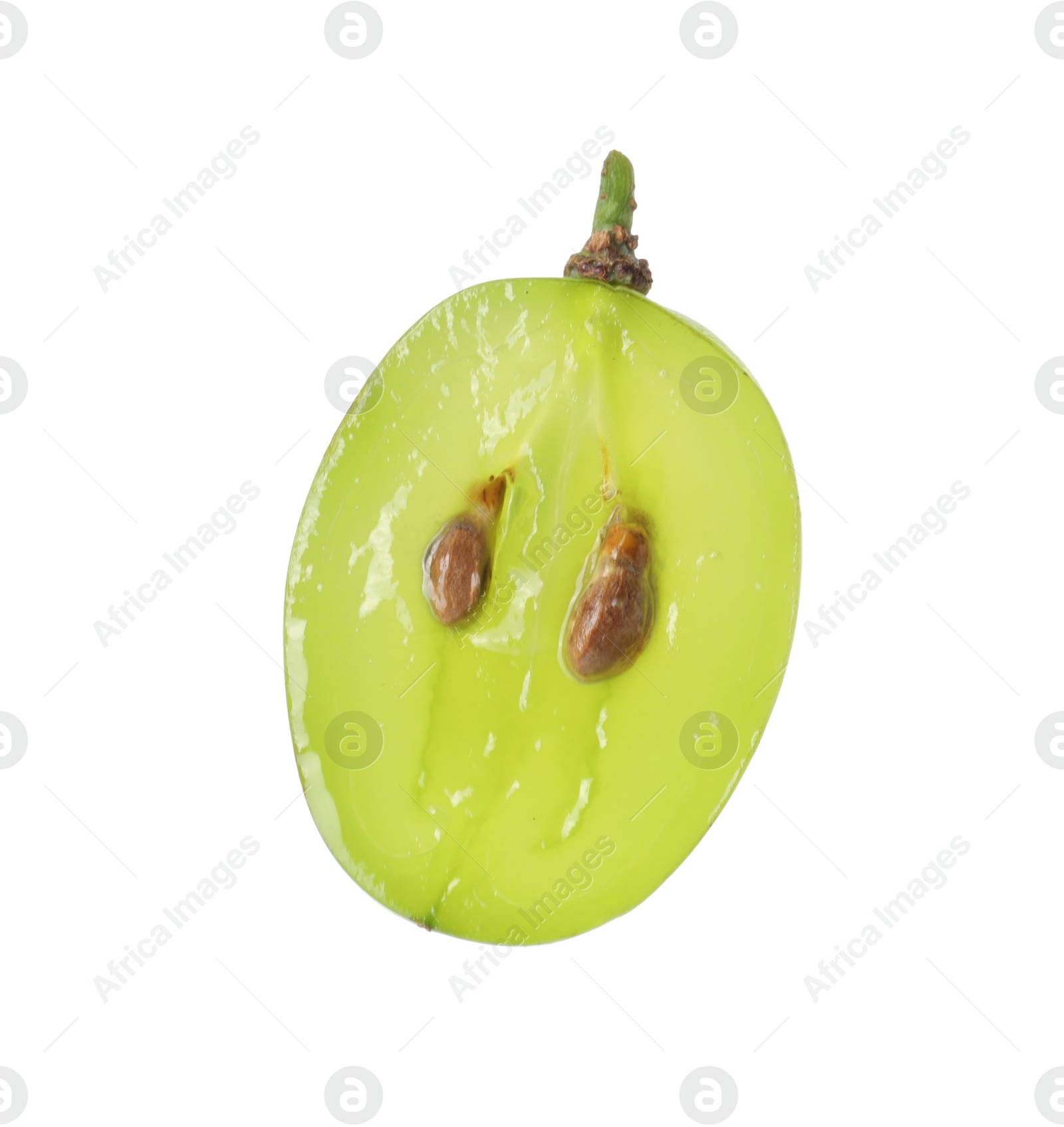 Photo of Half of delicious ripe green grape isolated on white