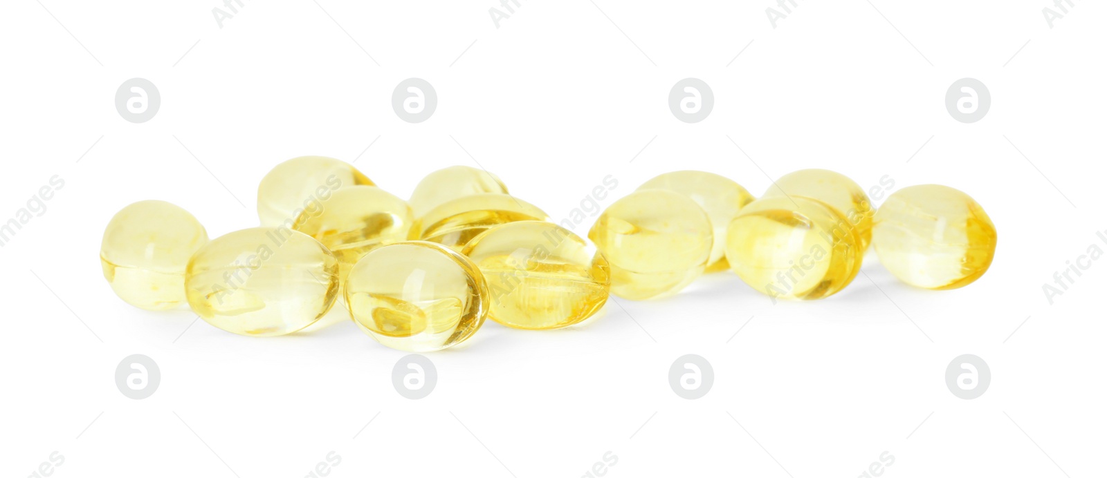 Photo of Vitamin capsules isolated on white. Health supplement