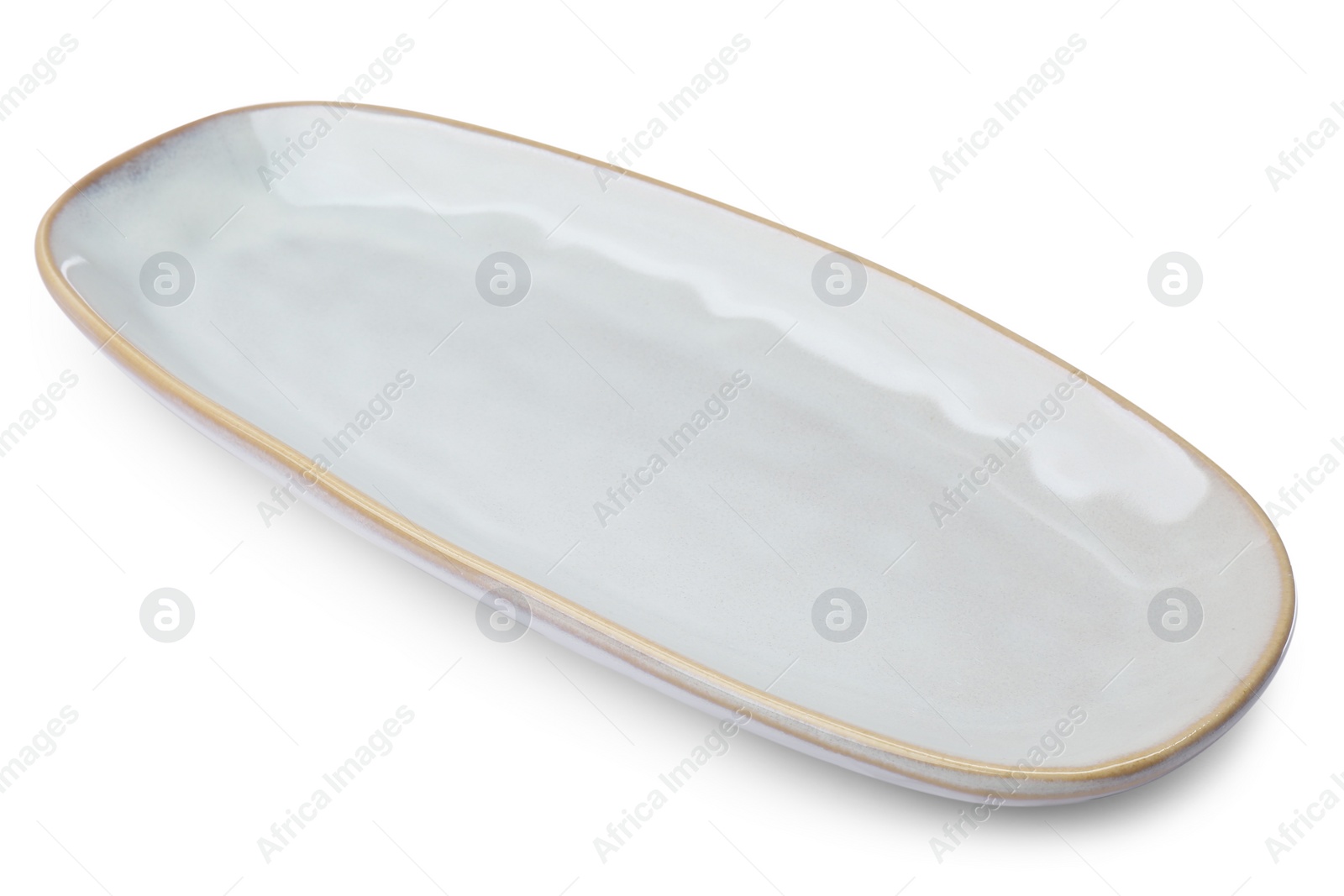 Photo of One new ceramic dish on white background