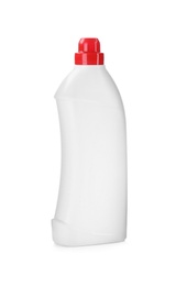 Photo of Bottle of detergent isolated on white. Cleaning supply