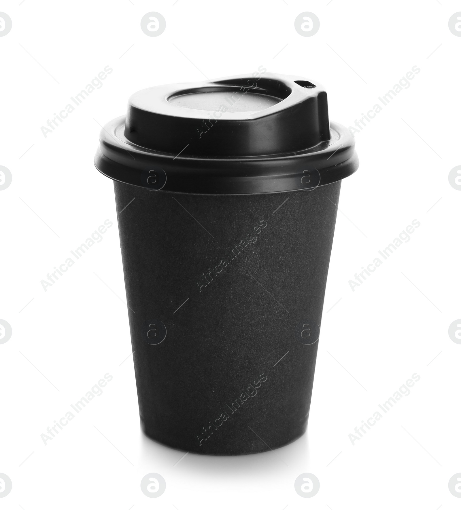 Photo of Takeaway paper coffee cup with lid on white background