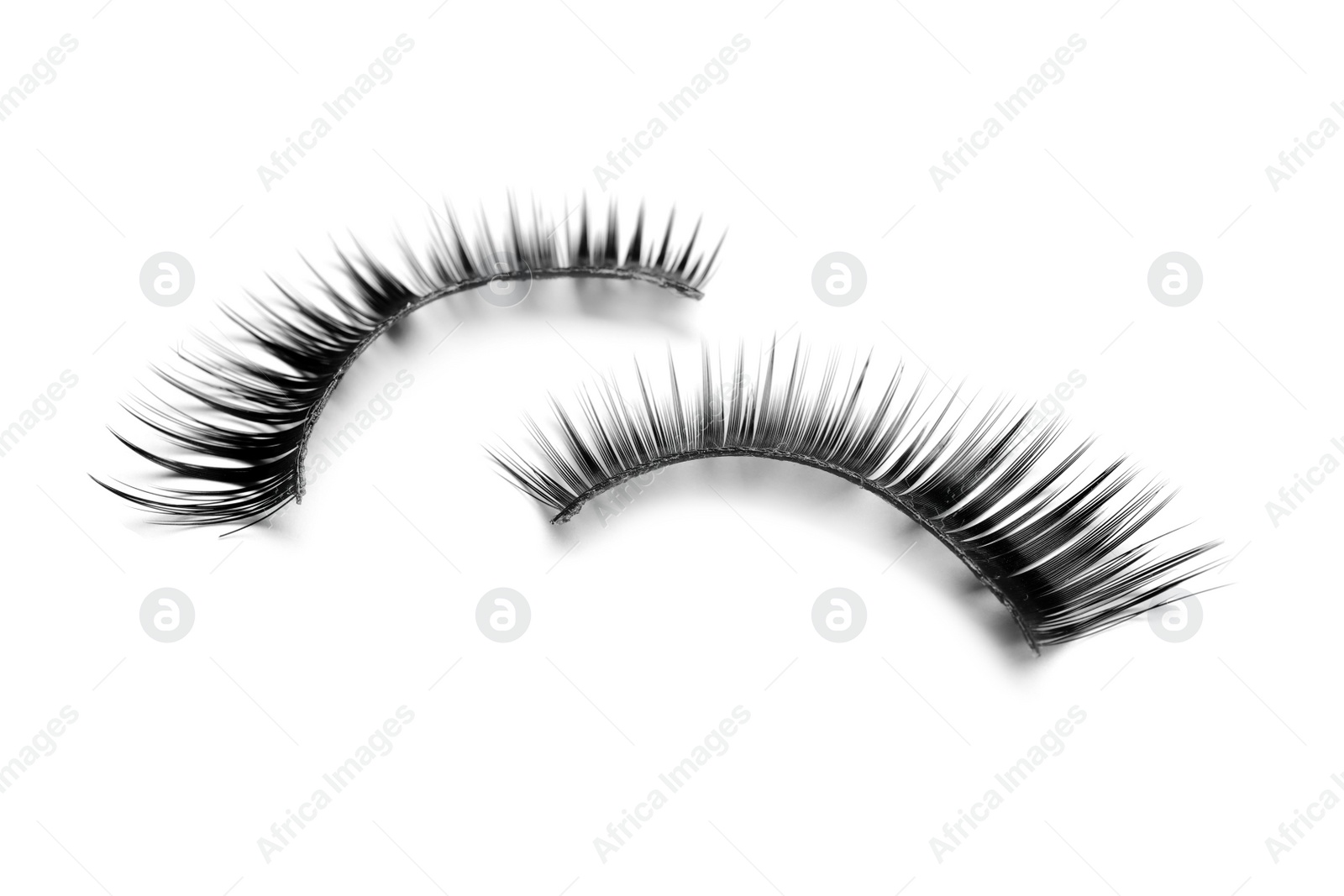 Photo of Beautiful pair of false eyelashes on white background