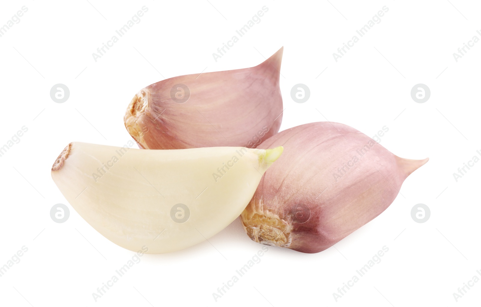 Photo of Cloves of fresh garlic isolated on white