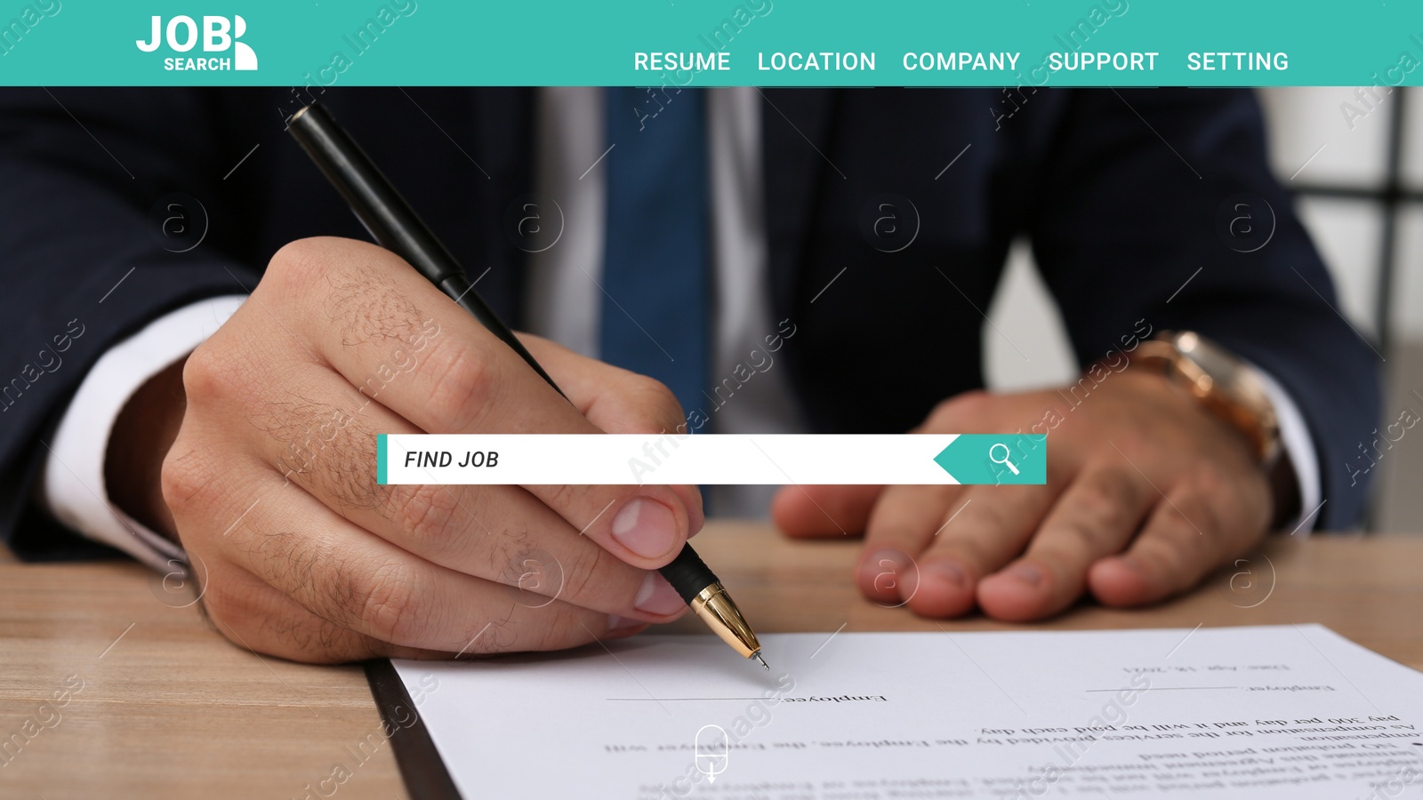 Image of Homepage of employment website. Job search engine