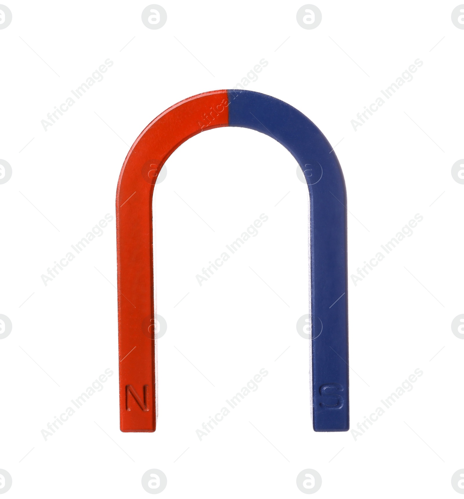 Photo of Red and blue horseshoe magnet on white background