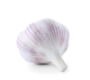 Photo of Fresh garlic on white background. Organic food