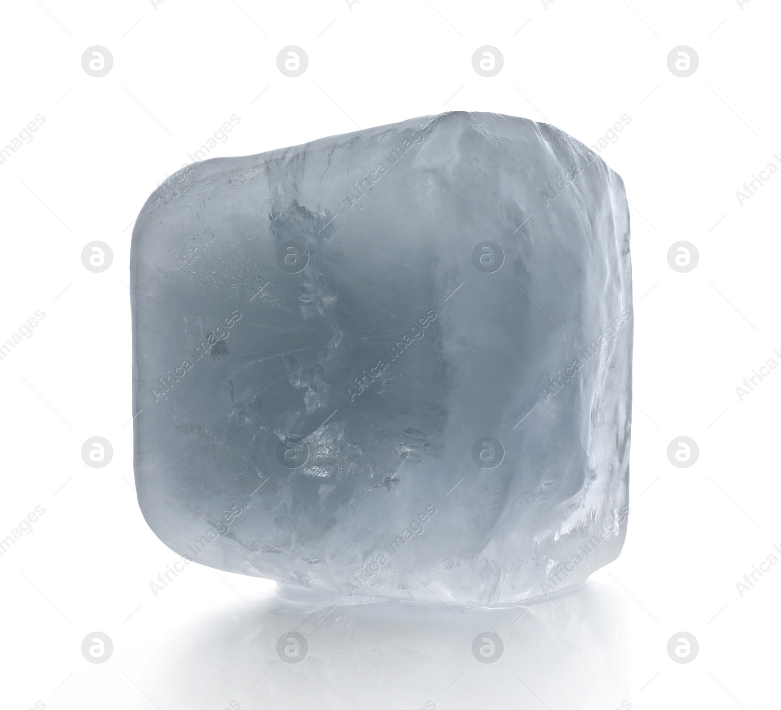 Photo of One crystal clear ice cube isolated on white