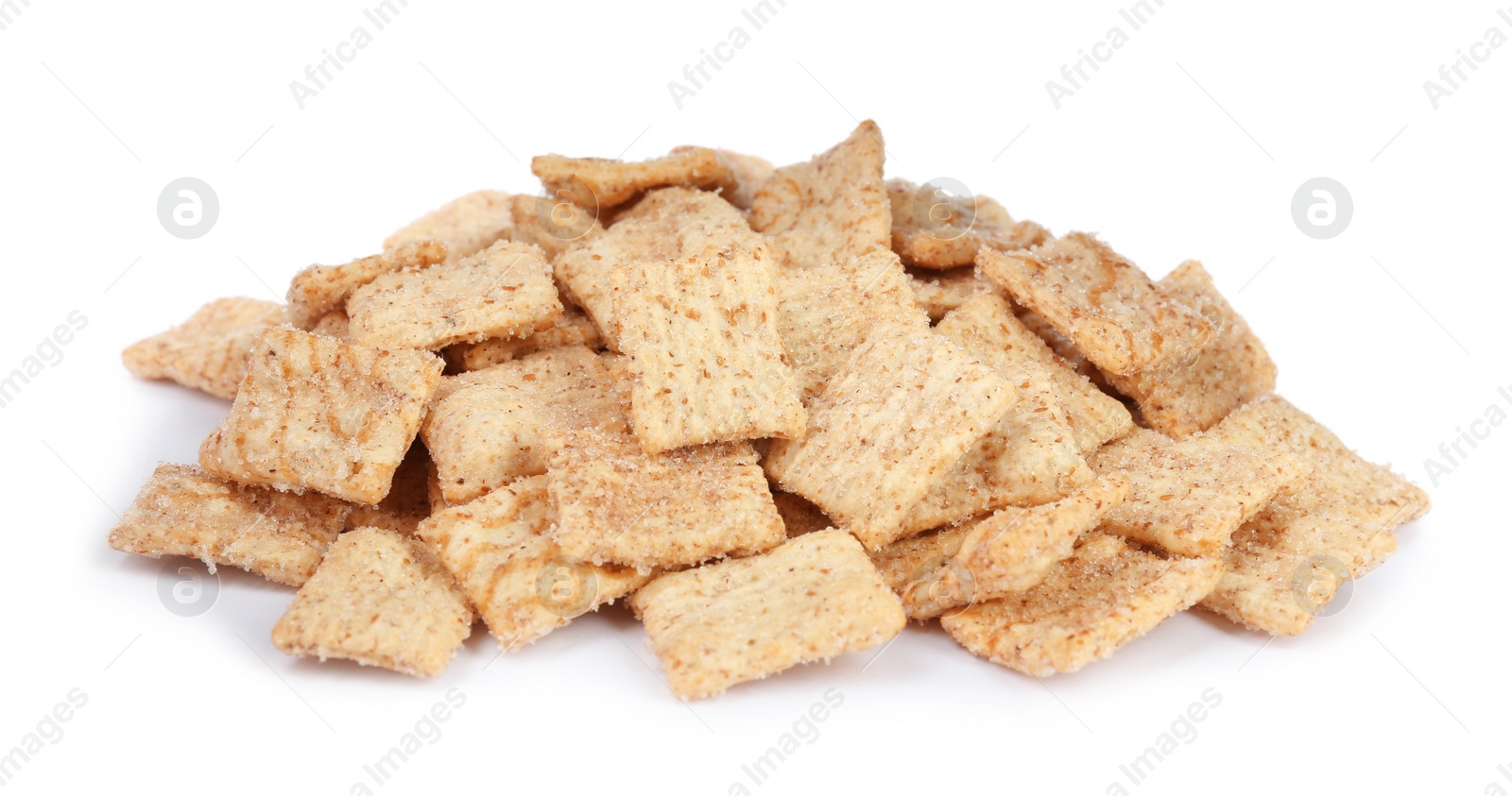 Photo of Delicious crispy breakfast cereal on white background