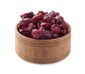 Photo of Dried cranberries in bowl isolated on white
