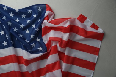 Photo of Flag of USA on white table, top view