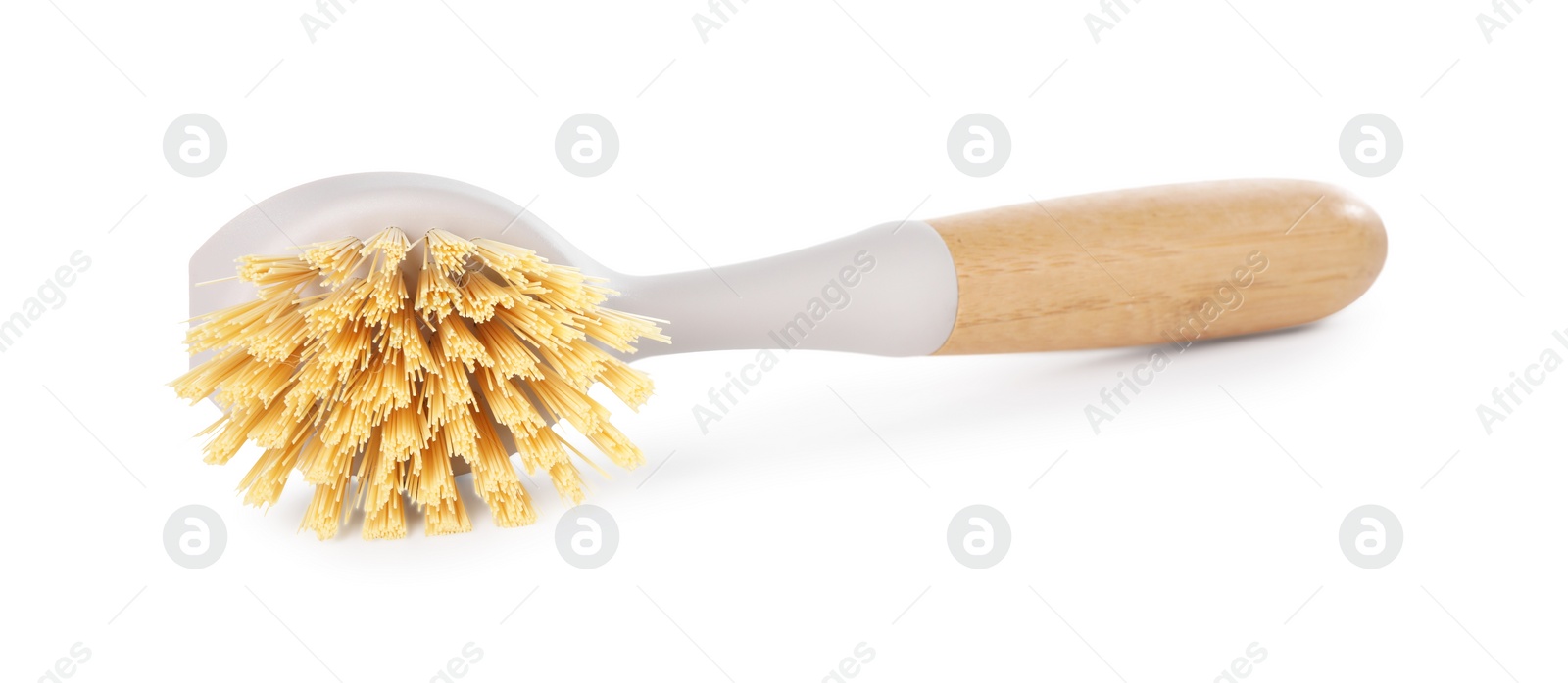 Photo of Cleaning supply. One brush isolated on white