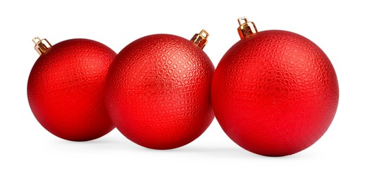 Beautiful red Christmas balls isolated on white