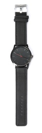 Photo of Stylish wrist watch on white background. Fashion accessory