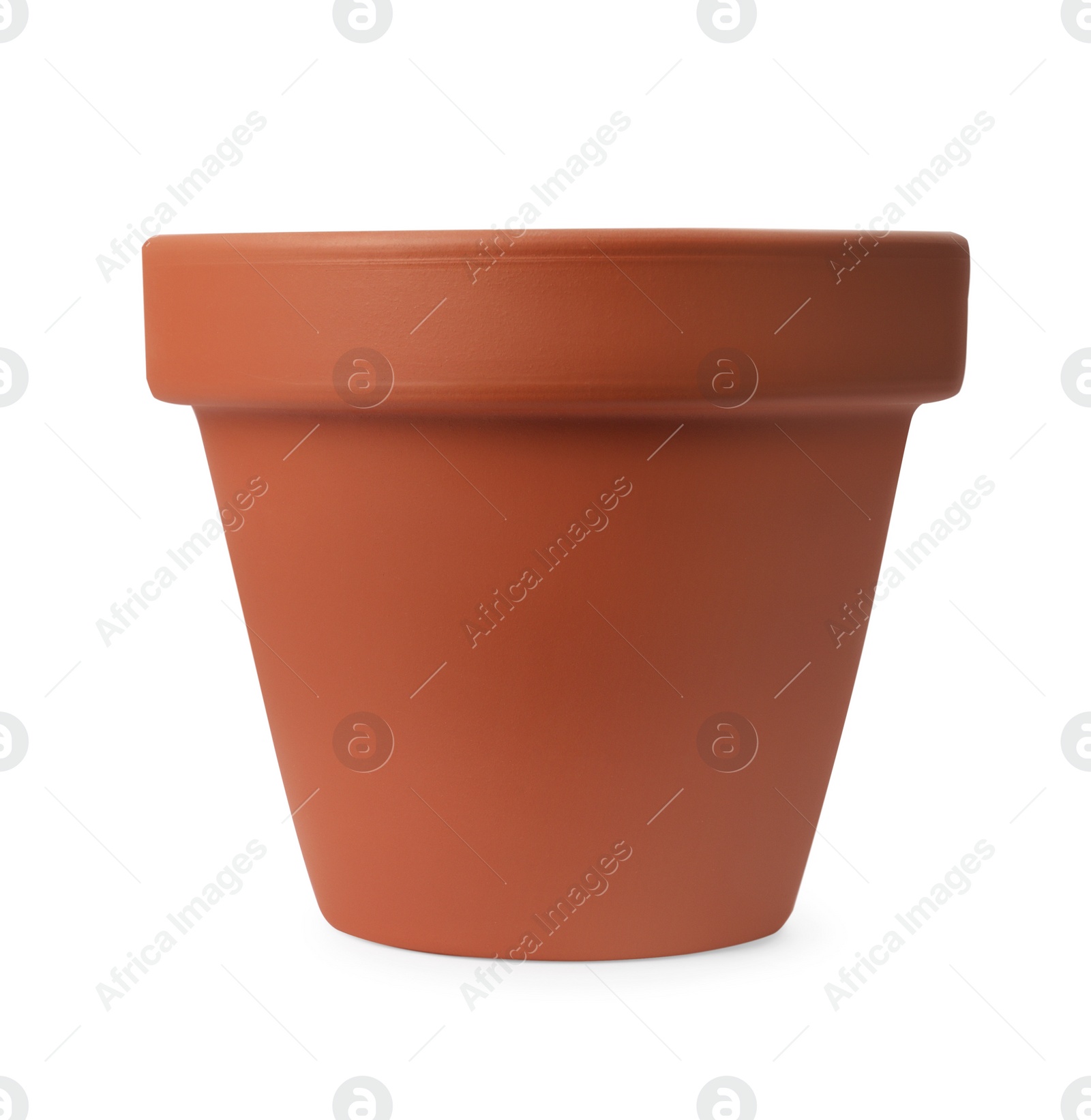 Photo of One clay flower pot isolated on white