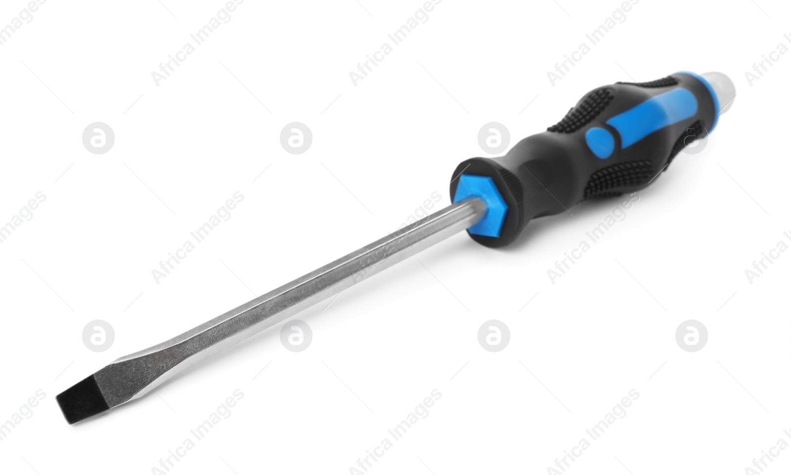 Photo of One screwdriver with color handle isolated on white