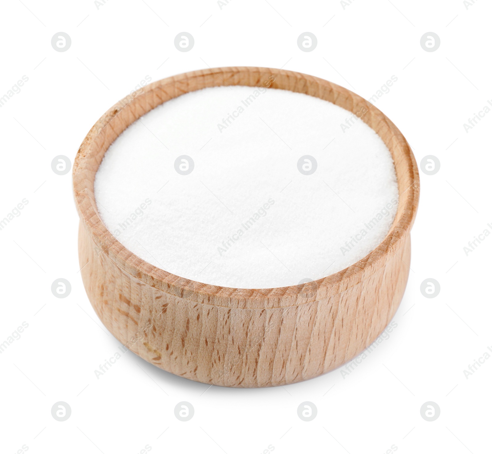 Photo of Baking soda in bowl isolated on white